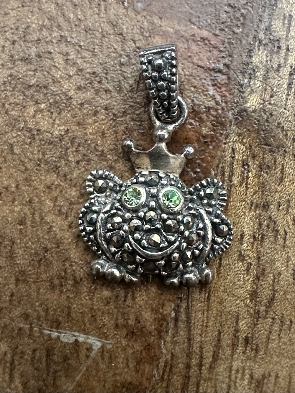 Dainty Vintage 90s Marcasite Frog Pendant